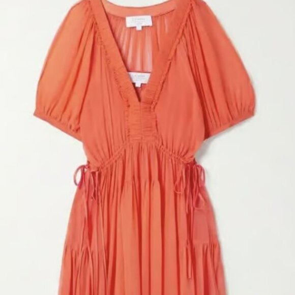 LA LINGE CONSTANCE CHIFFON ORANGE MIDI EASTER DRESS  SZ S CASUAL & FORMAL STYLE - Picture 4 of 15